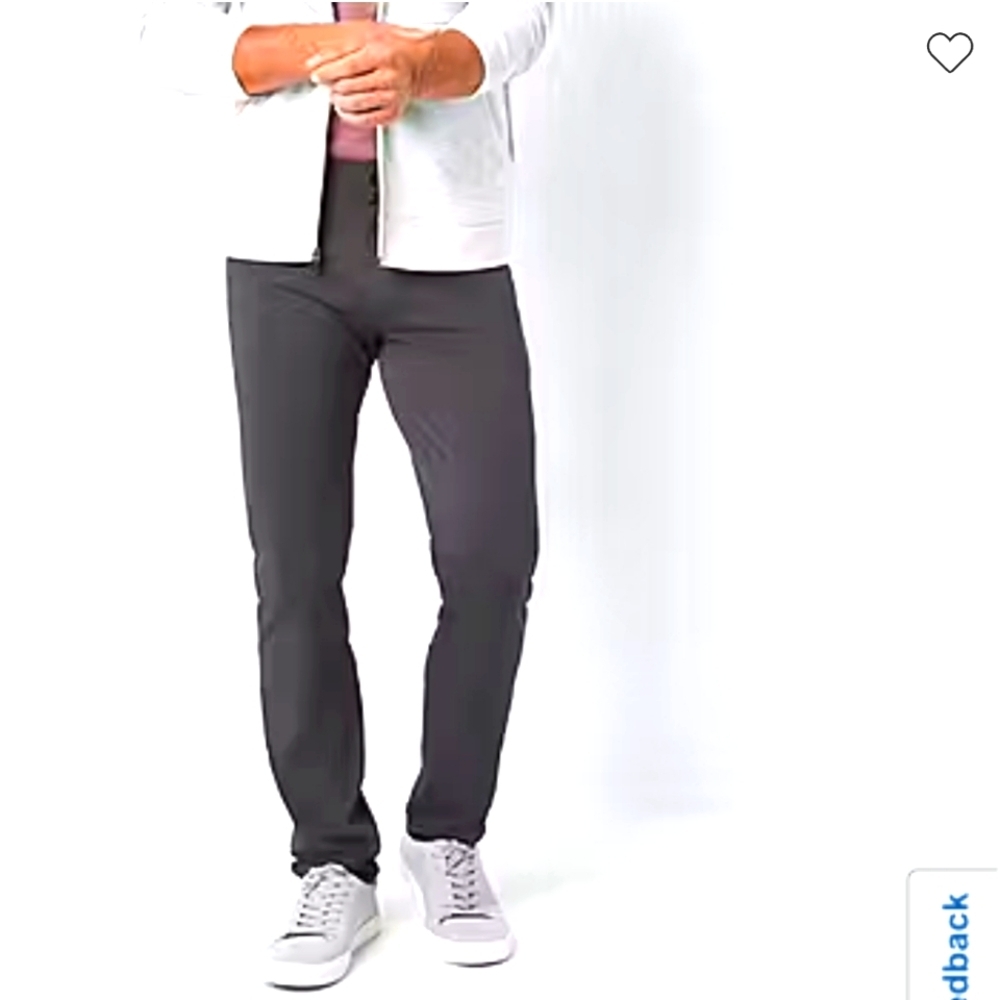 Nwt Stylus 5 Pocket Mens Slim Fit Flat Front Pants‎ in charcoal smoke